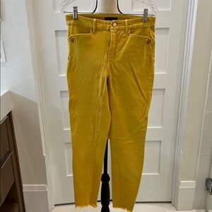 Ann Taylor Mustard Yellow Frayed Hem Jeans